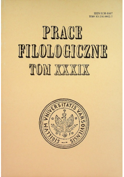 Prace Filologiczne Tom XXXII Nr39/85