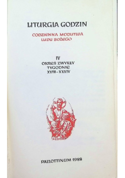 Liturgia godzin IV okres zwykły tygodnie XVIII XXXIV