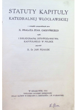 Statuty kapituły katedralnej włocławskiej 1915 r.