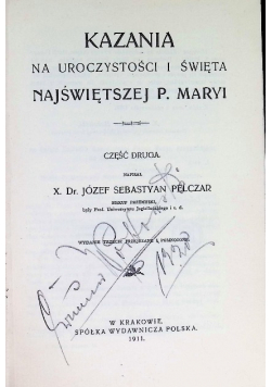Kazania na uroczystości i święta najświętszej p maryi Część 2 1911 r.