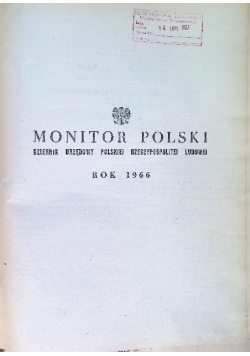 Monitor Polski dziennik urzędowy Polskiej Rzeczypospolitej Ludowej rok 1966