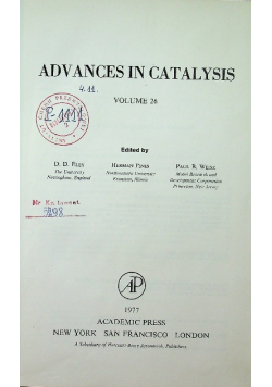 Advances in catalysis Volume 26