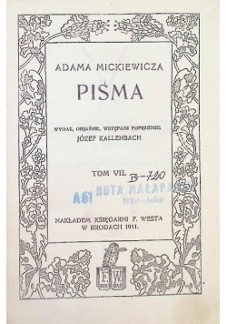 Mickiewicz Pisma Tom VII 1911 r.