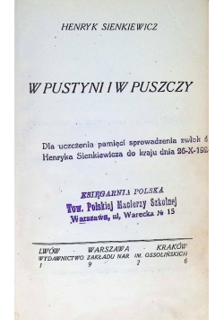 W pustyni i w puszczy, 1926 r.