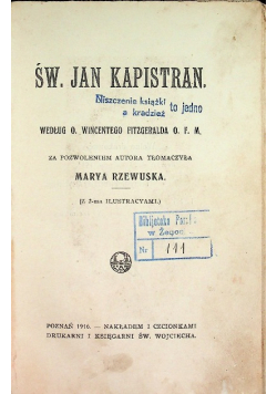 Św. Jan Kapistran. 1916 r.