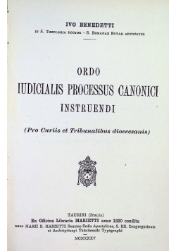 Ordo iudicialis processus canonici instruendi 1935 r