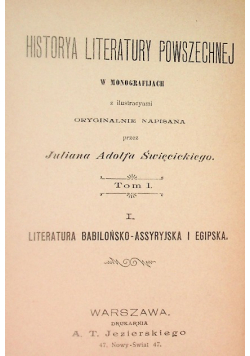 Historya literatury powszechnej Tom I 1901 r.