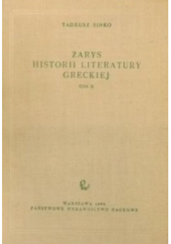 Zarys historii literatury greckiej Tom II