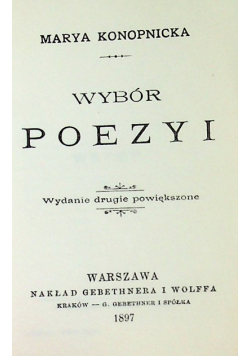 Konopnicka Wybór Poezyi