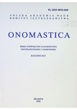Onomastica Rocznik XLV Nr 45 / 00
