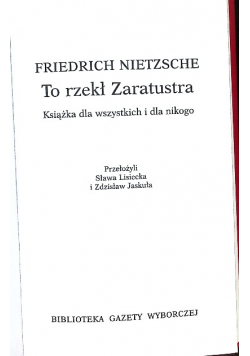 Biblioteka Gazety Wyborczej Tom 19 To rzekł Zaratustra