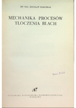 Mechanika procesów tłoczenia blach