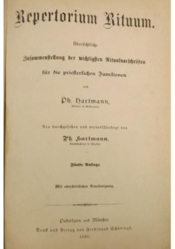 Hartmann Repertorium Rituum 1908r.