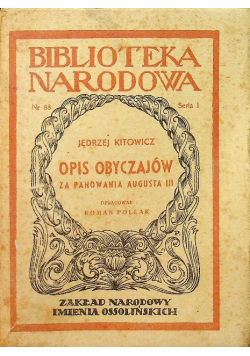 Opis obyczajów za panowania Augusta II