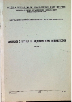 Dokumenty z Historii III Międzynarodówki Komunistycznej