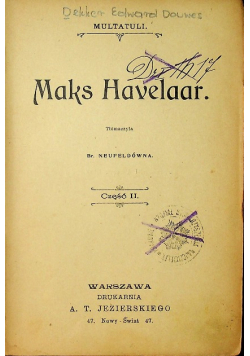 Maks Havelaar Część II 1903 r.