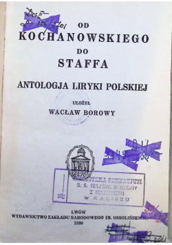 Od Kochanowskiego do Staffa, 1930 r.
