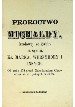 Proroctwo Michaldy królowej ze Sabby