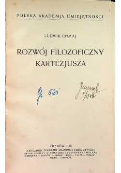 Rozwój filozoficzny kartezjusza, 1930 r.
