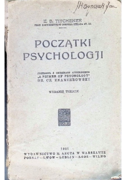 Początki psychologji 1921 r.