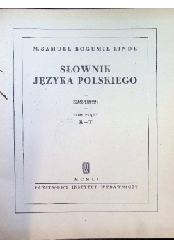 Słownik Języka Polskiego Tom V