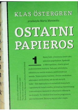 Ostatni papieros Klas Ostergren Tom 1