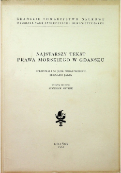 Najstarszy tekst prawa morskiego w Gdańsku