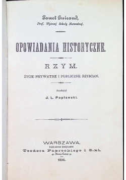 Opowiadania historyczne Rzym 1896 r.
