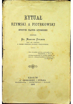 Rytuał rzymski a piotrkowski 1896 r