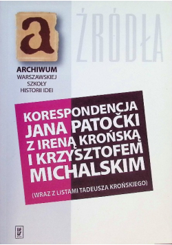 Korespondencja Jana Patocki z Ireną Krońską i Krzysztofem Michalskim