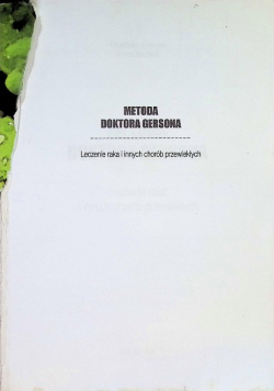 Metoda doktora gersona leczenie