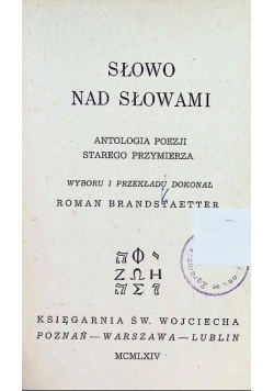 Słowo nad słowami Antologia poezji Starego Przymierza