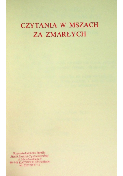 Czytania w Mszach za zmarłych