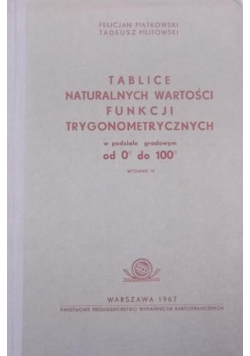 Tablice naturalnych wartości funkcji trygonometrycznych