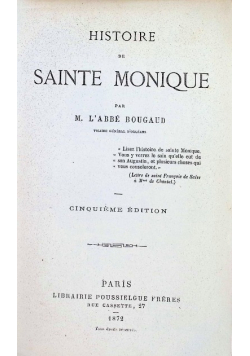 Histoire de Sainte Monique 1872 r.