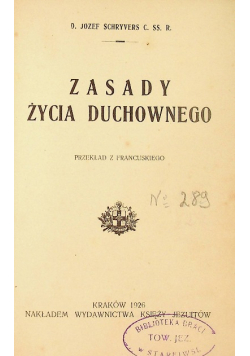 Zasady życia duchownego 1926 r.