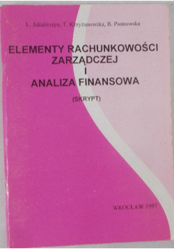 Elementy rachunkowości i analiza finansowa