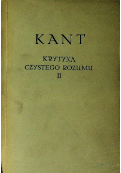 Krytyka czystego Rozumu, Tom II