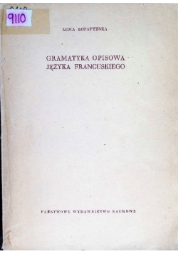 Gramatyka opisowa języka francuskiego