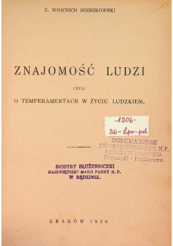 Znajomość ludzi czyli o temperamentach w życiu ludzkiem 1930r.
