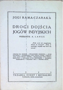 Drogi dojścia jogów indyjskich 1923 r.
