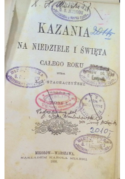 Kazania na niedzielę i święta całego roku 1899 r.