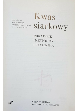 Kwas siarkowy Poradnik inżyniera i technika
