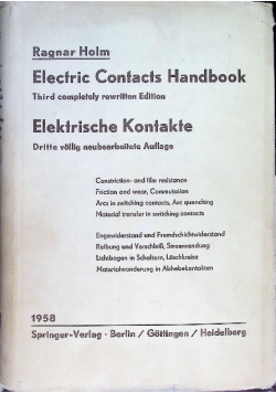 Electric Contacts Handbook / Elektrische Kontakte