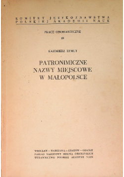 Patronimiczne nazwy miejscowe w Małopolsce