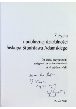 Z życia publicznej działalności biskupa Stanisława Adamskiego