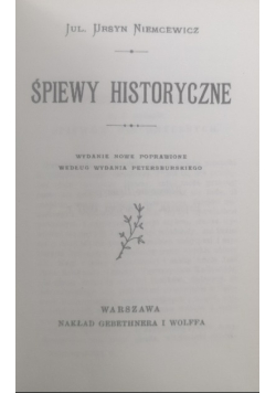 Śpiewy historyczne Reprint z 1897 r.