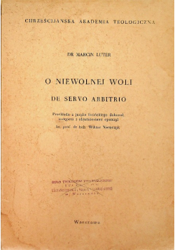 O niewolnej woli de servo arbitrio