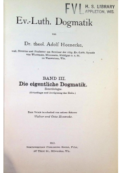 Ev Luth Dogmatik Band III 1912 r