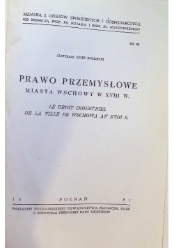 Prawo przemysłowe miasta Wschowy w XVIII w.